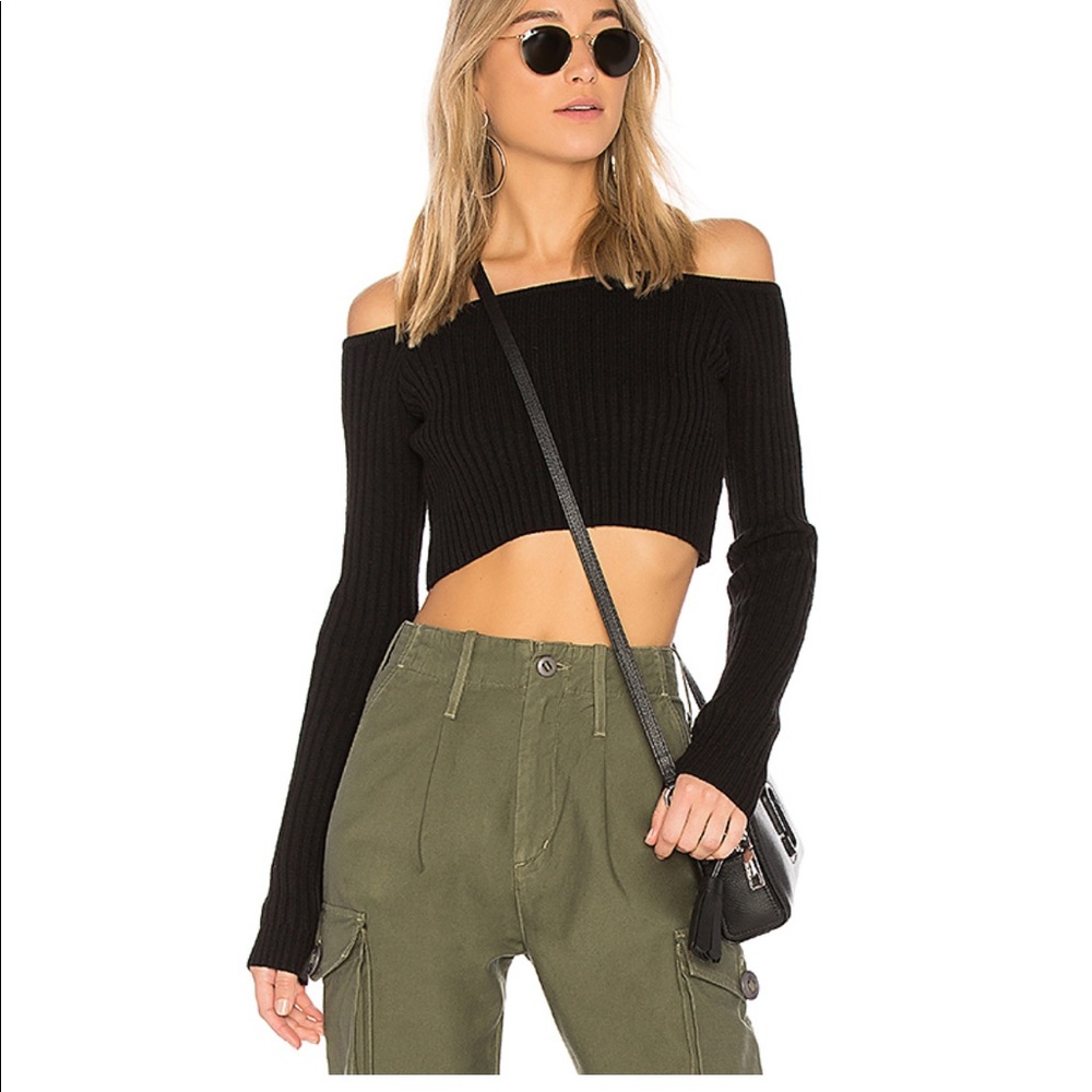 Lovers + Friends Bells Crop Sweater in Black